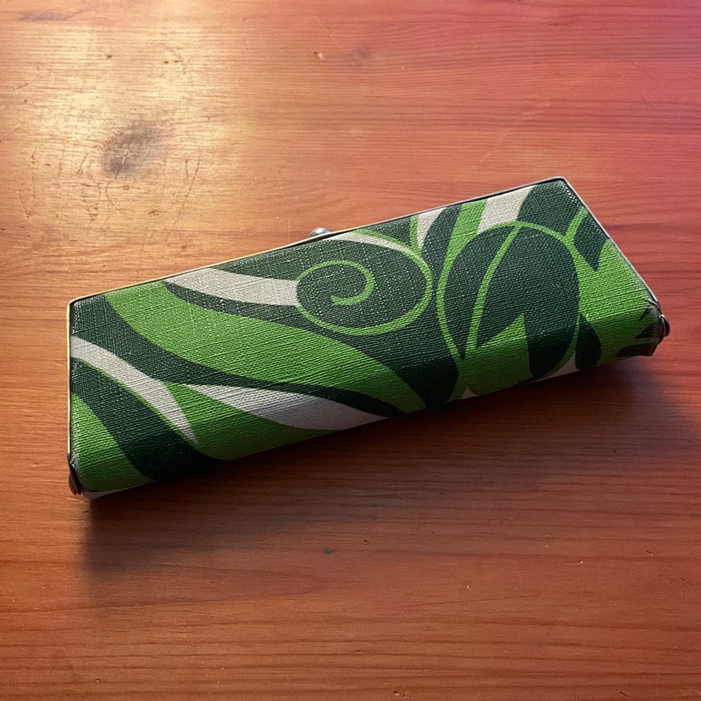Green and White Patterned Eyeglasses Case